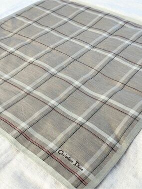 Vintage Christian Dior Plaid Cotton Head Scarf Bandana Made in Japan